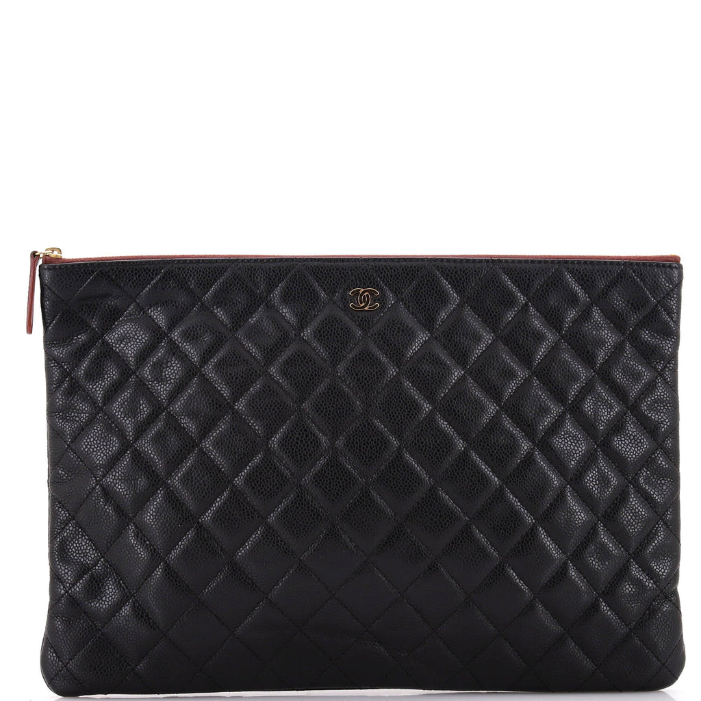 O Case Clutch Quilted Caviar Large