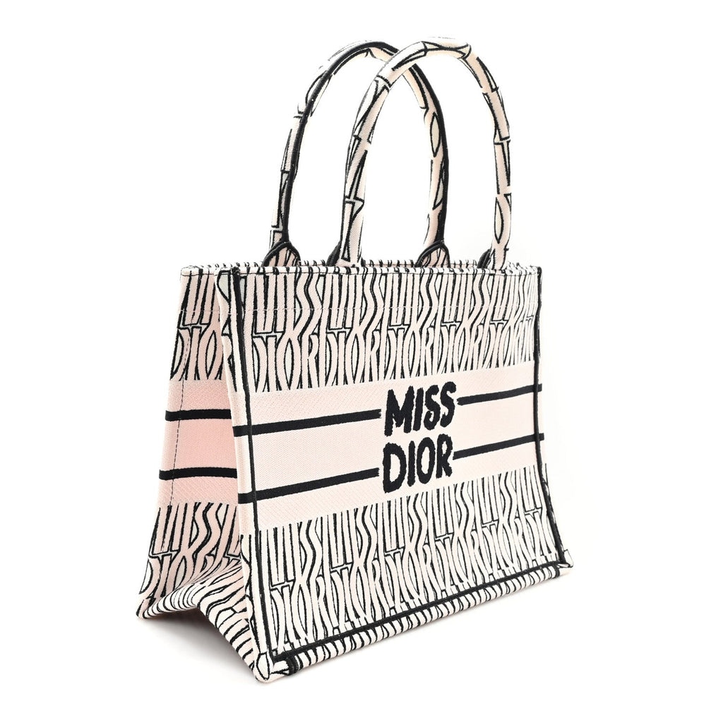 Canvas Embroidered Medium Miss Dior Graffiti Book Tote Pink