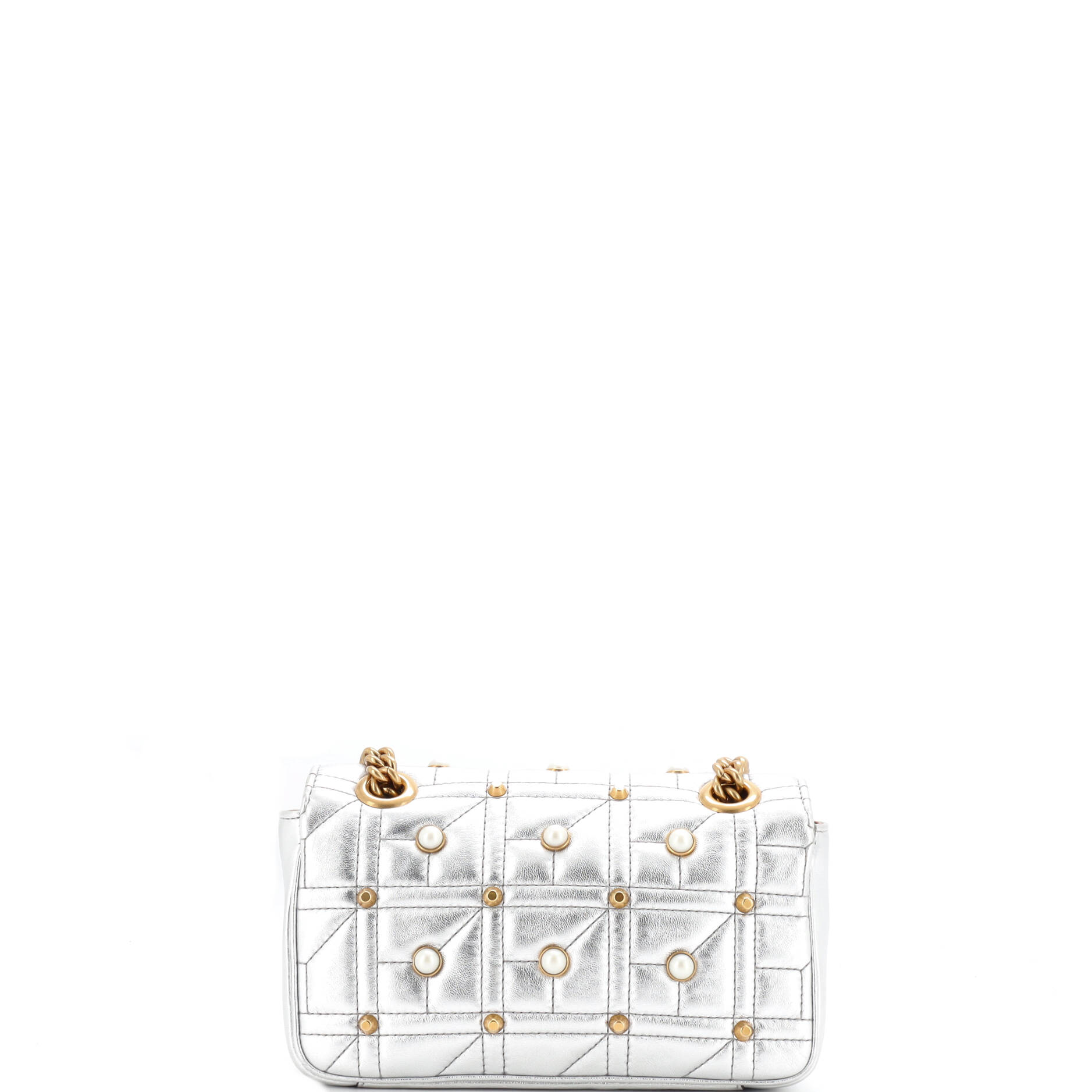 Pearly GG Marmont Flap Bag Embellished Matelasse Leather Mini
