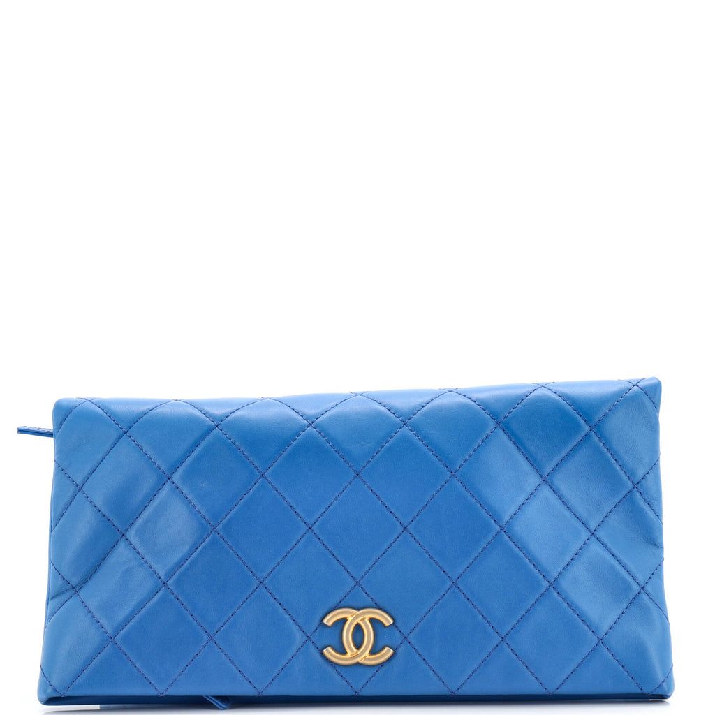 CC Foldover Clutch Quilted Lambskin Large