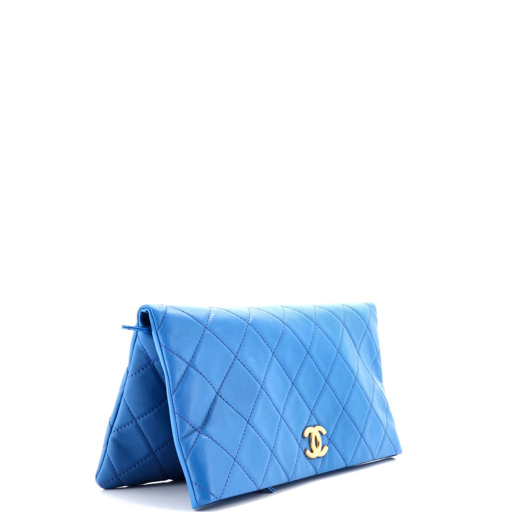 CC Foldover Clutch Quilted Lambskin Large