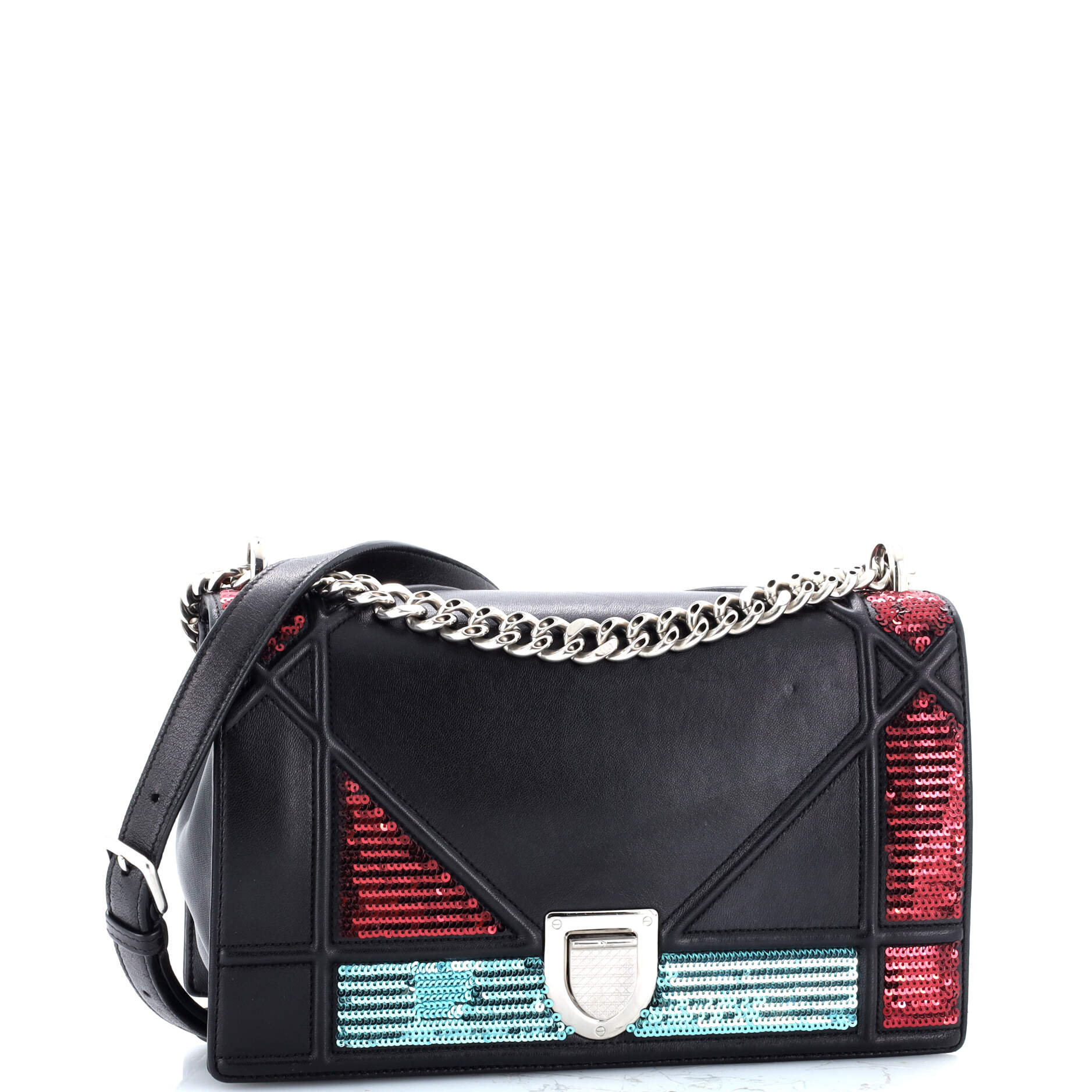 Diorama Flap Bag Sequin Embellished Lambskin Medium