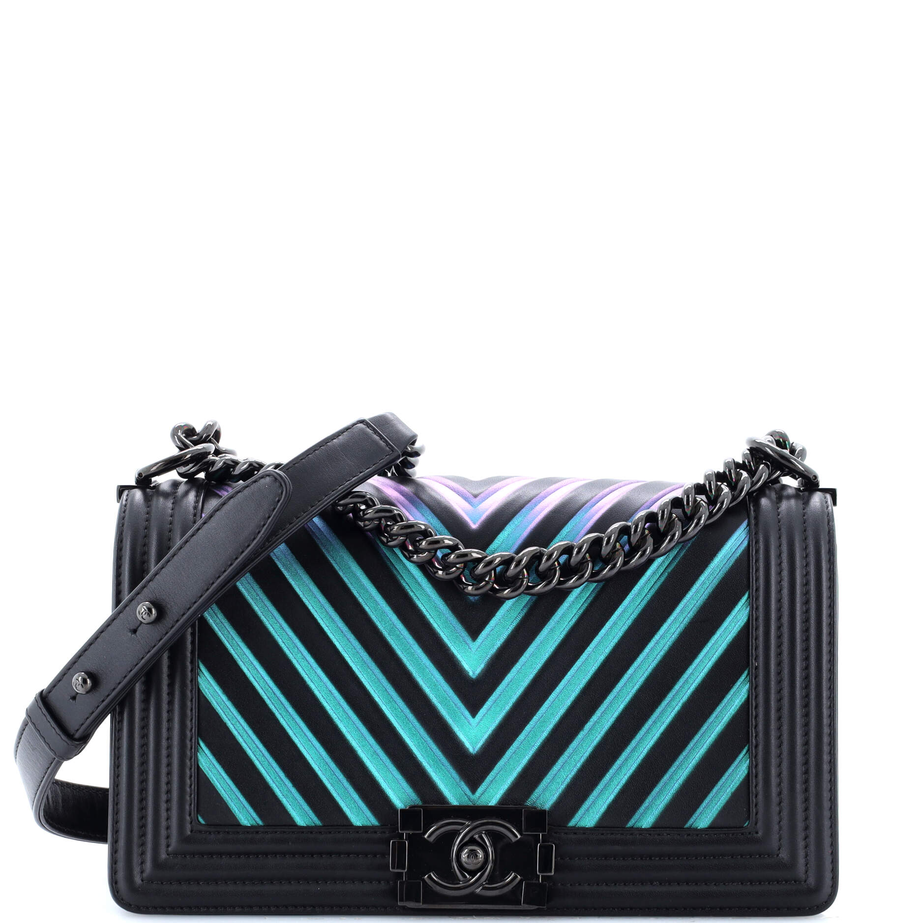 Boy Flap Bag Chevron Painted Calfskin Old Medium