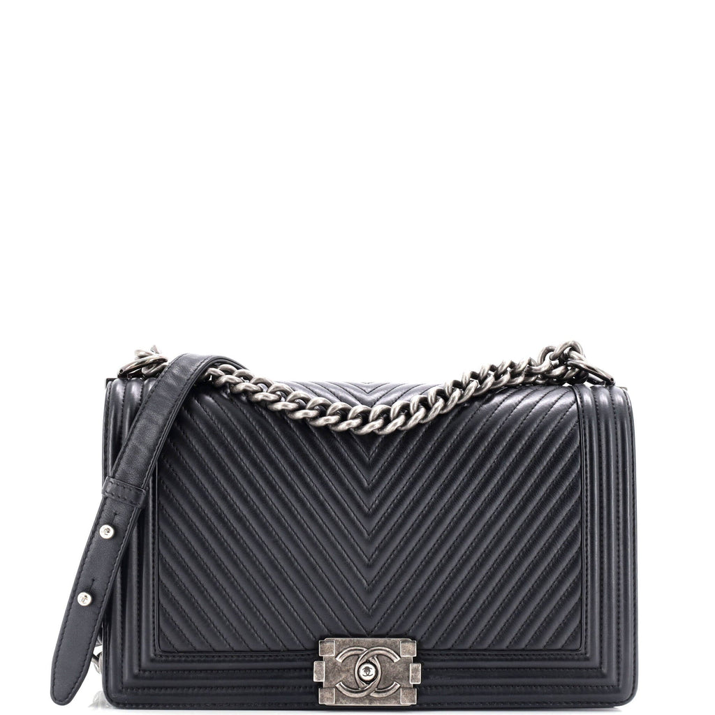 Boy Flap Bag Chevron Wrinkled Lambskin New Medium