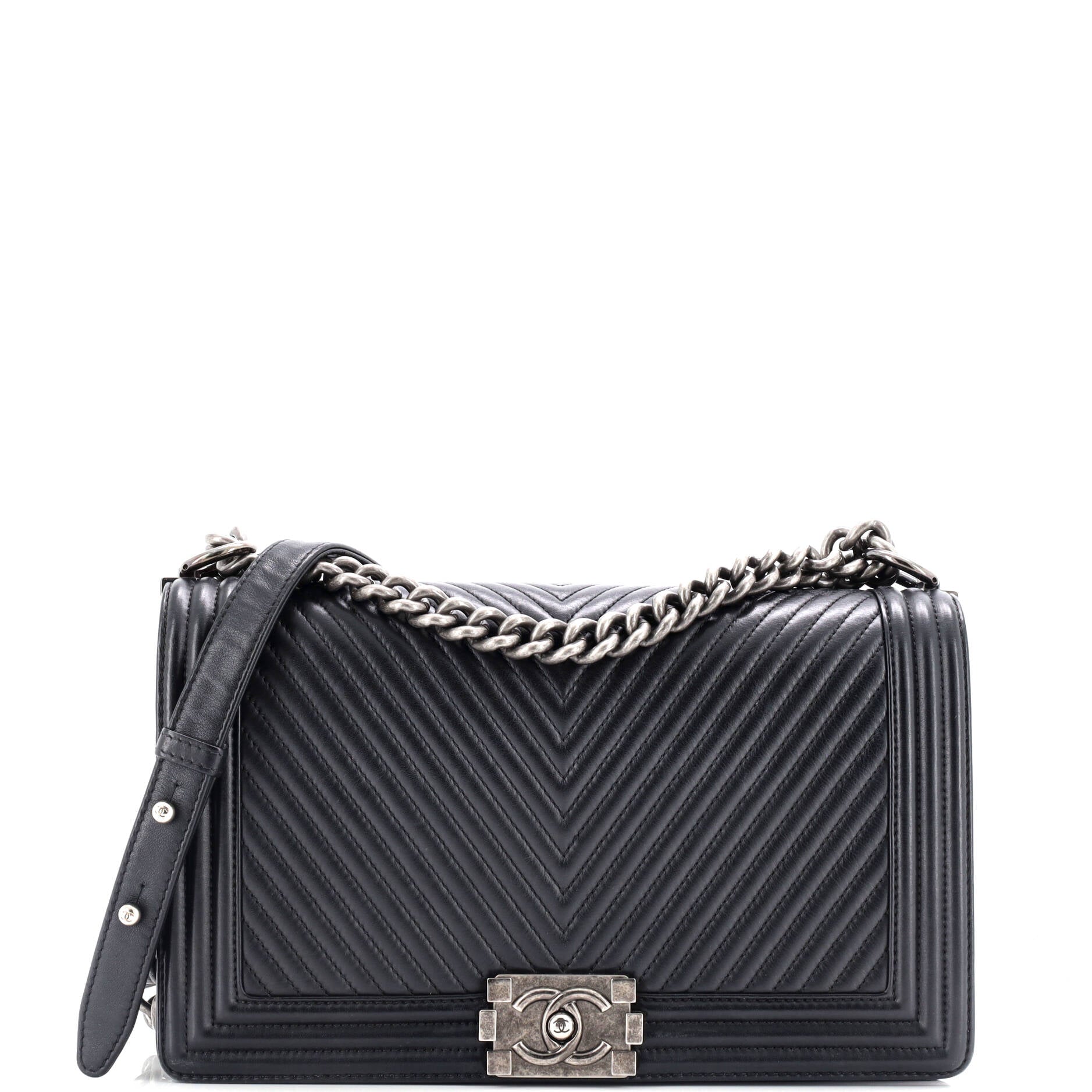 Boy Flap Bag Chevron Wrinkled Lambskin New Medium