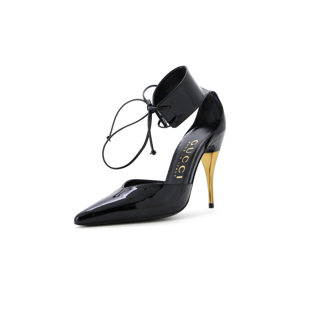 Women's Laced Up Ankle Cuff Pumps Patent