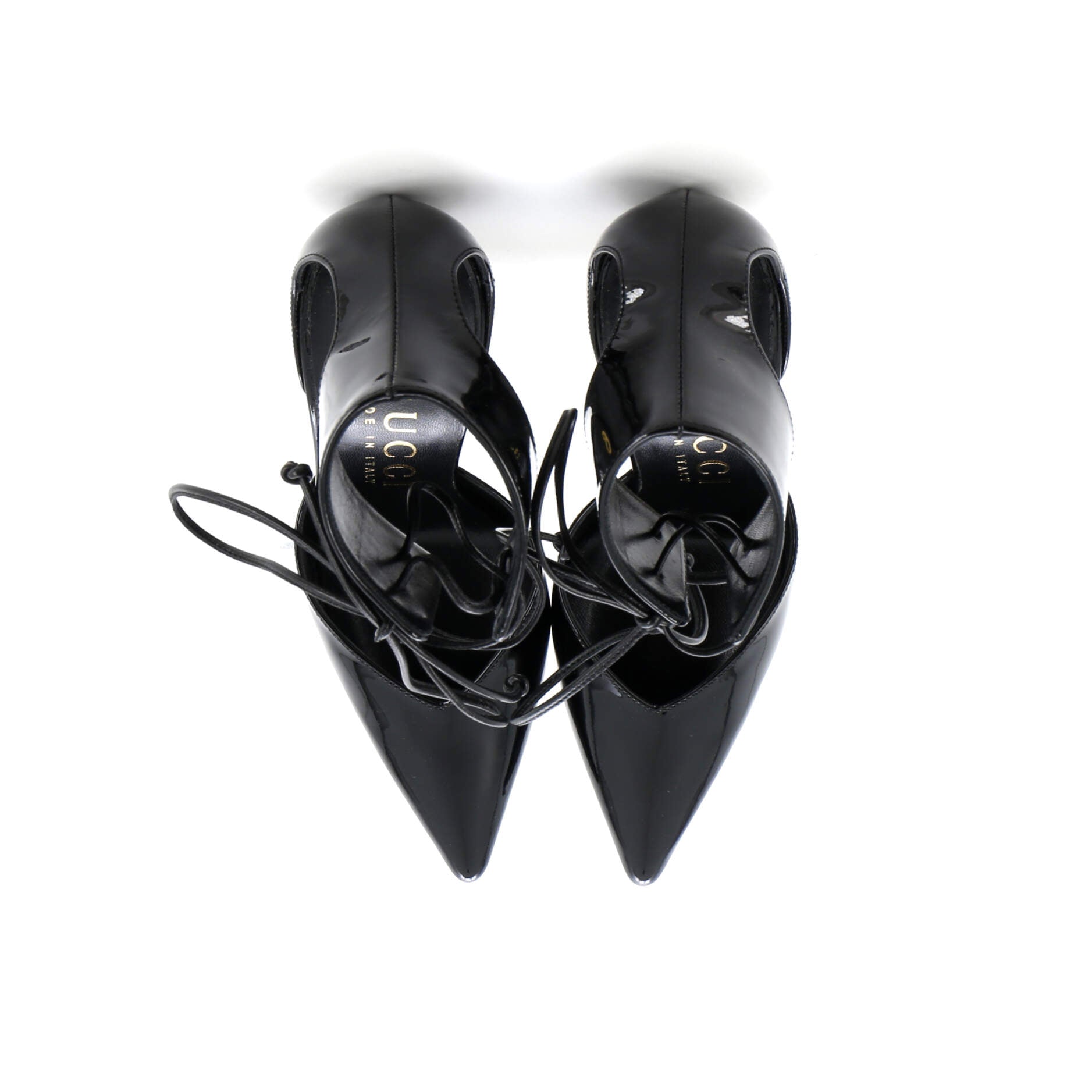 Women's Laced Up Ankle Cuff Pumps Patent