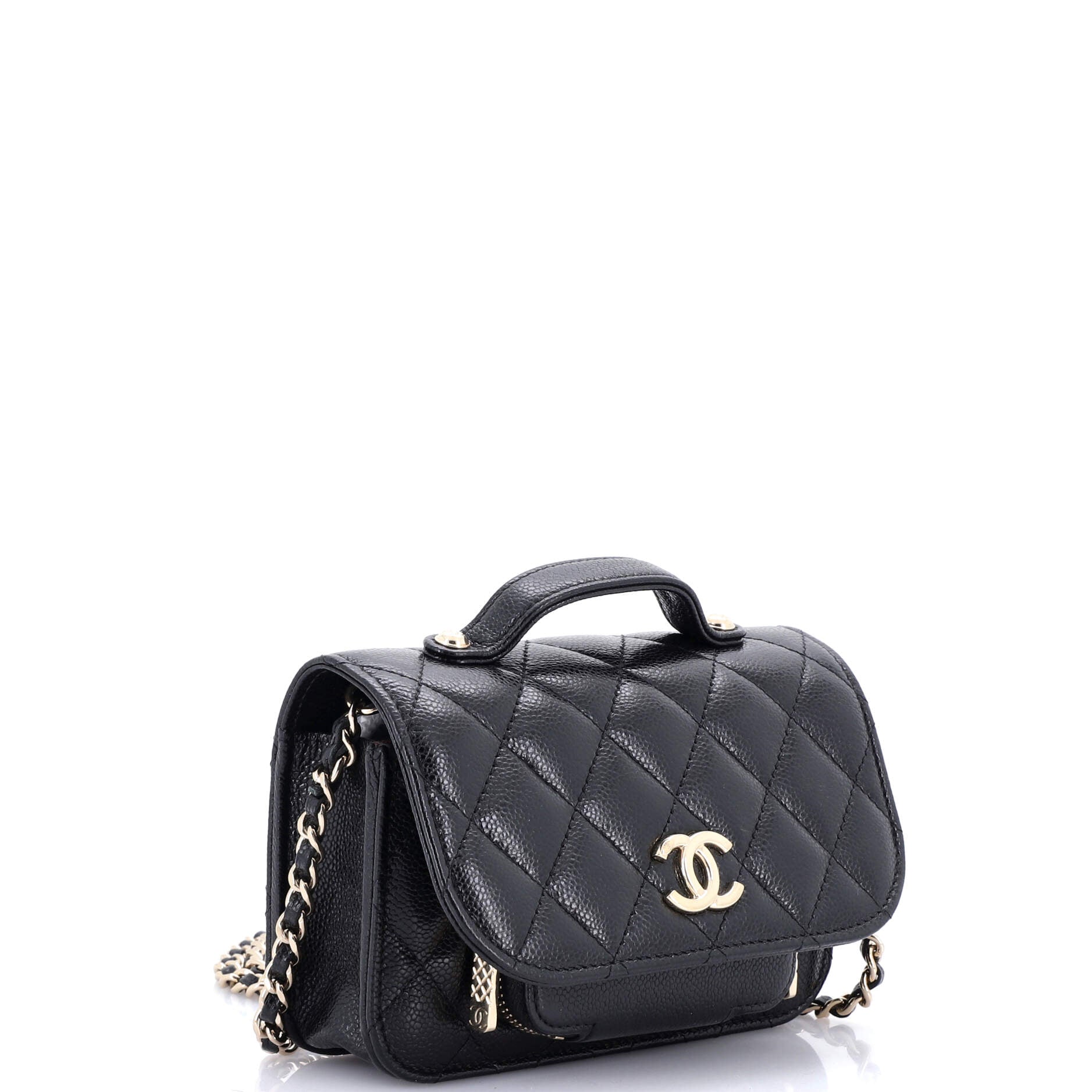 Business Affinity Flap Clutch with Chain Quilted Caviar