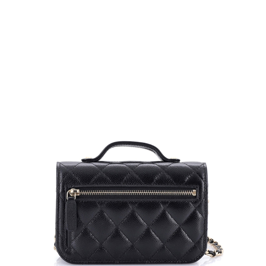 Business Affinity Flap Clutch with Chain Quilted Caviar