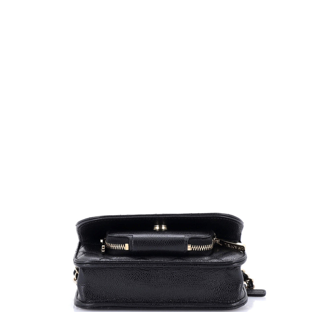 Business Affinity Flap Clutch with Chain Quilted Caviar