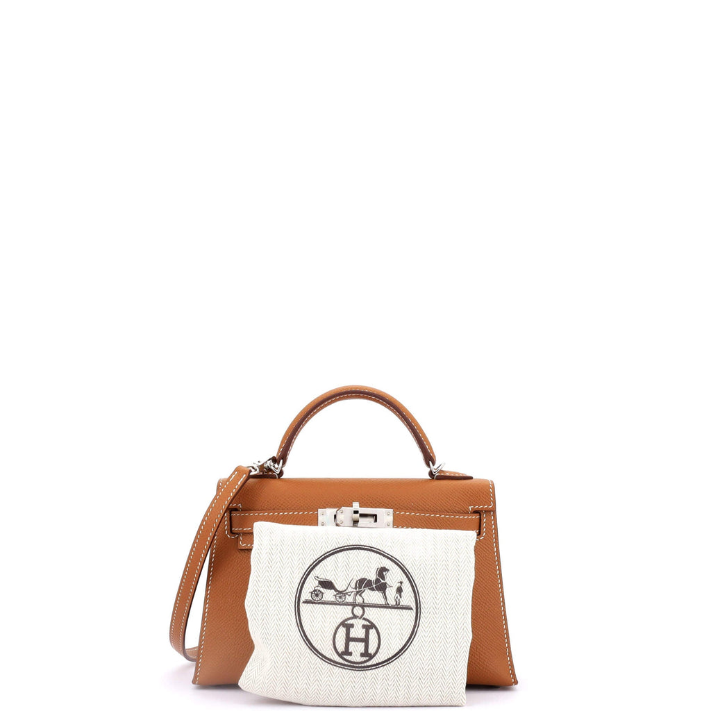 Kelly Mini II Bag Gold Epsom with Palladium Hardware 20