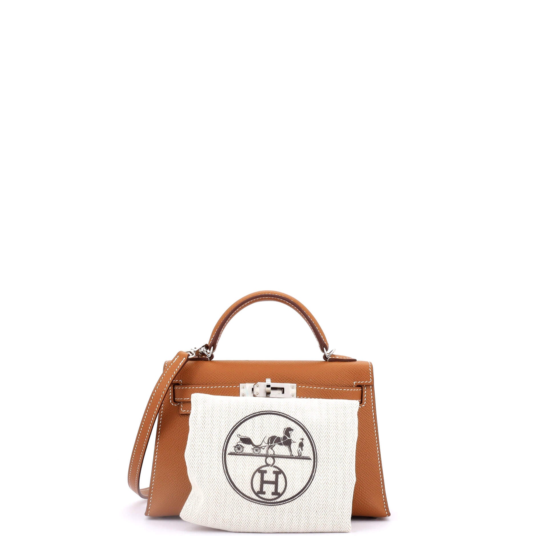 Kelly Mini II Bag Gold Epsom with Palladium Hardware 20