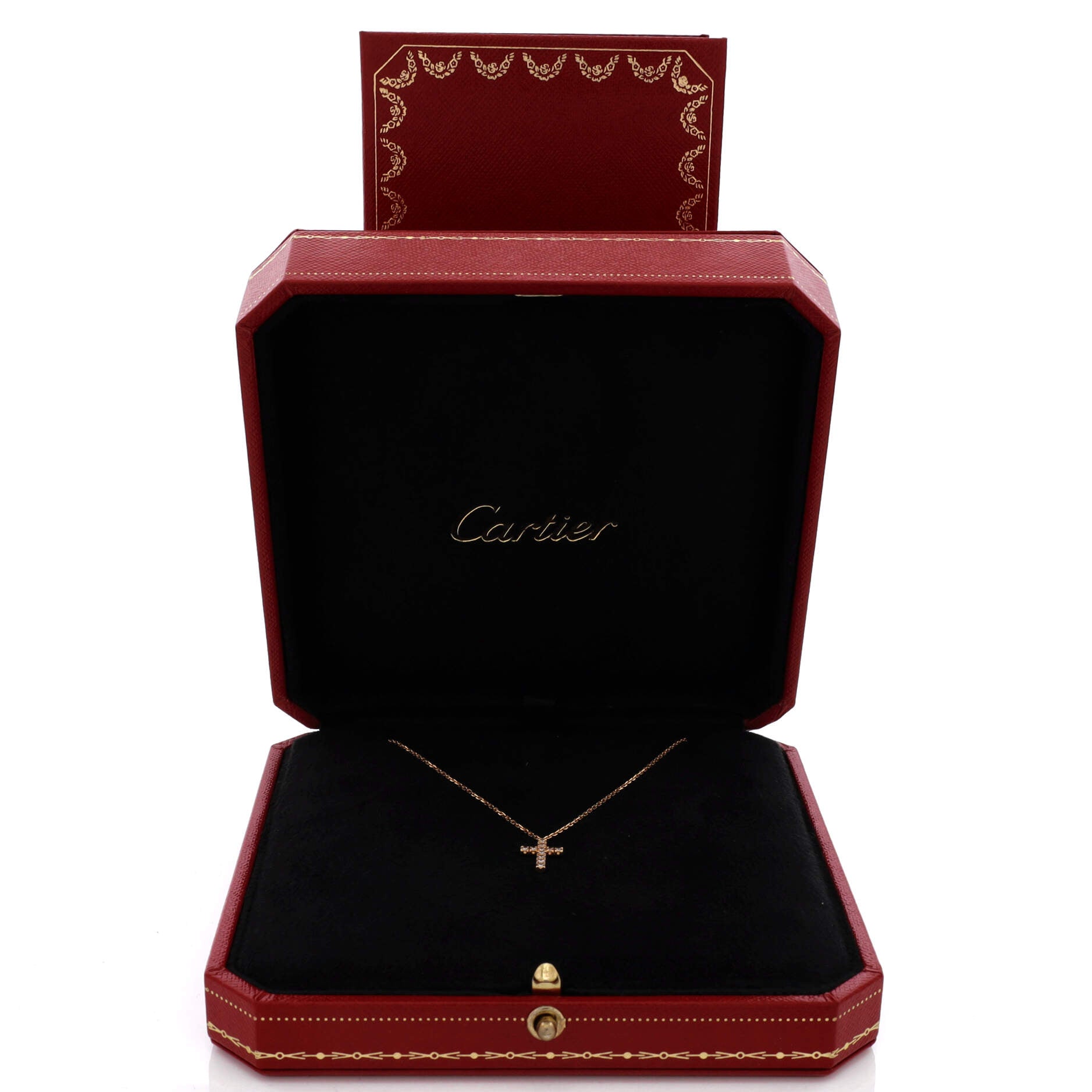 Cross Pendant Necklace 18K Rose Gold with Diamonds