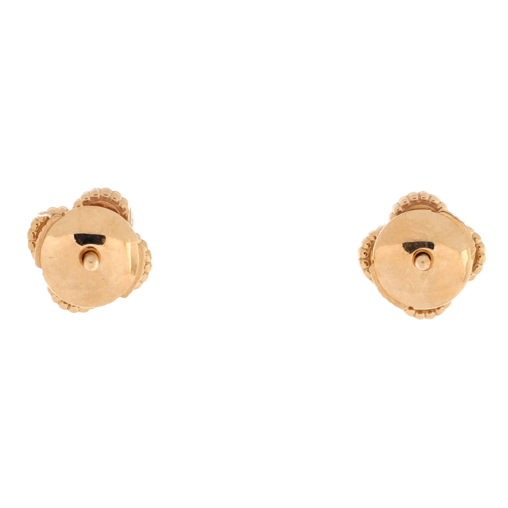 Sweet Alhambra Stud Earrings 18K Rose Gold and Carnelian