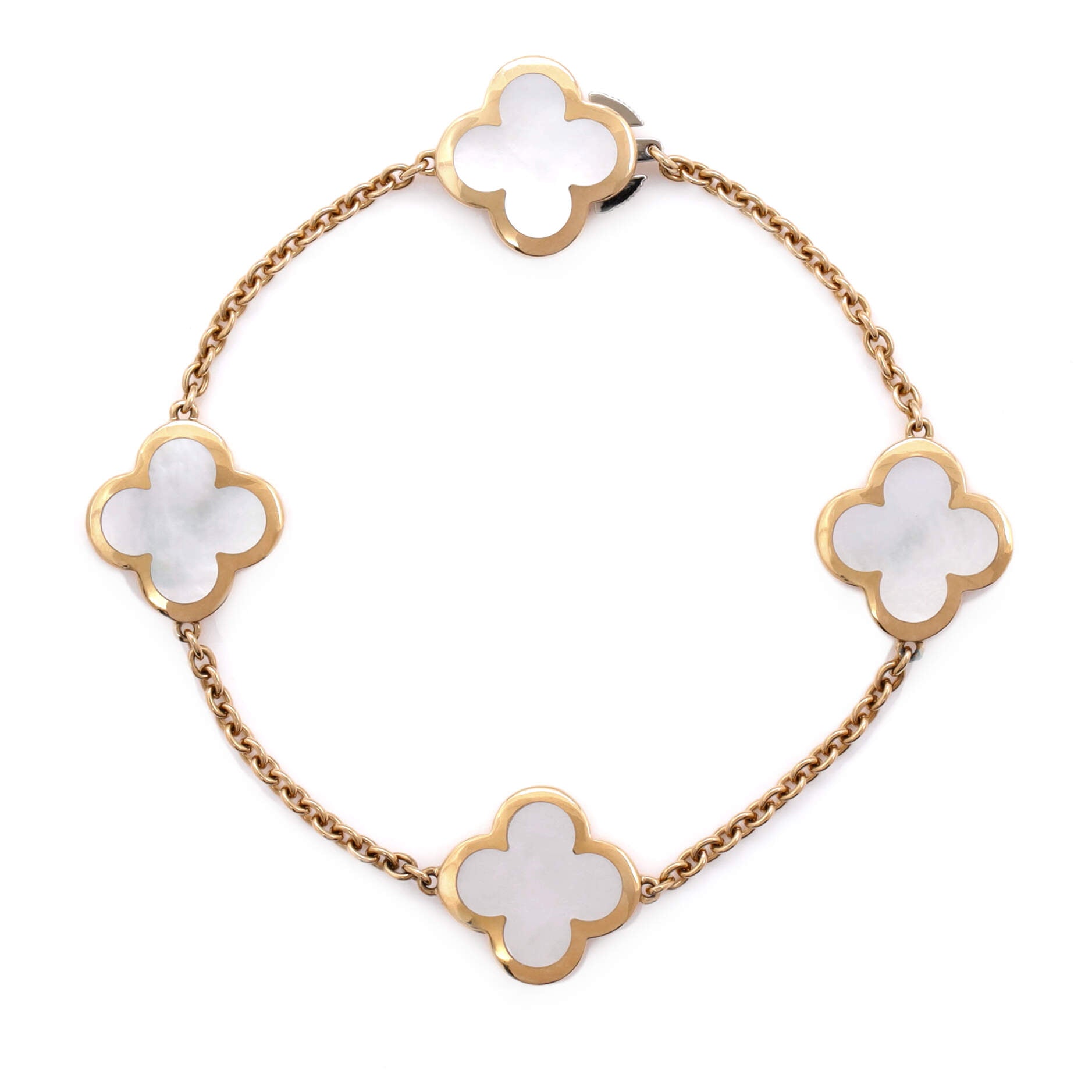 Pure Alhambra 4 Motifs Bracelet 18K Yellow Gold with Mother of Pearl