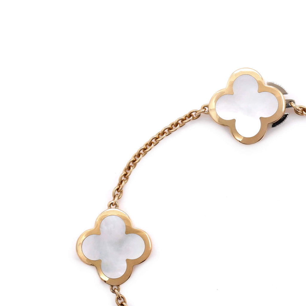 Pure Alhambra 4 Motifs Bracelet 18K Yellow Gold with Mother of Pearl