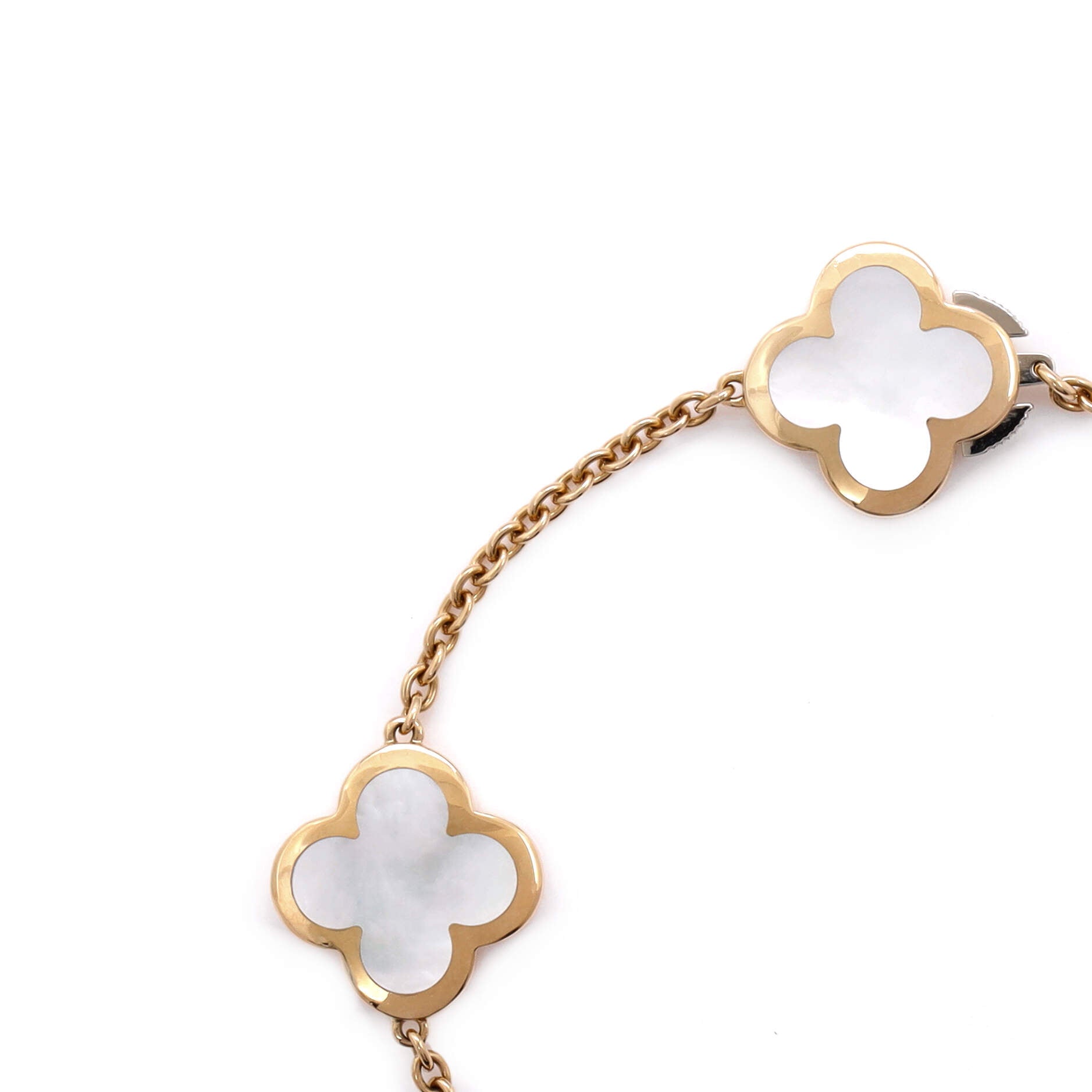 Pure Alhambra 4 Motifs Bracelet 18K Yellow Gold with Mother of Pearl