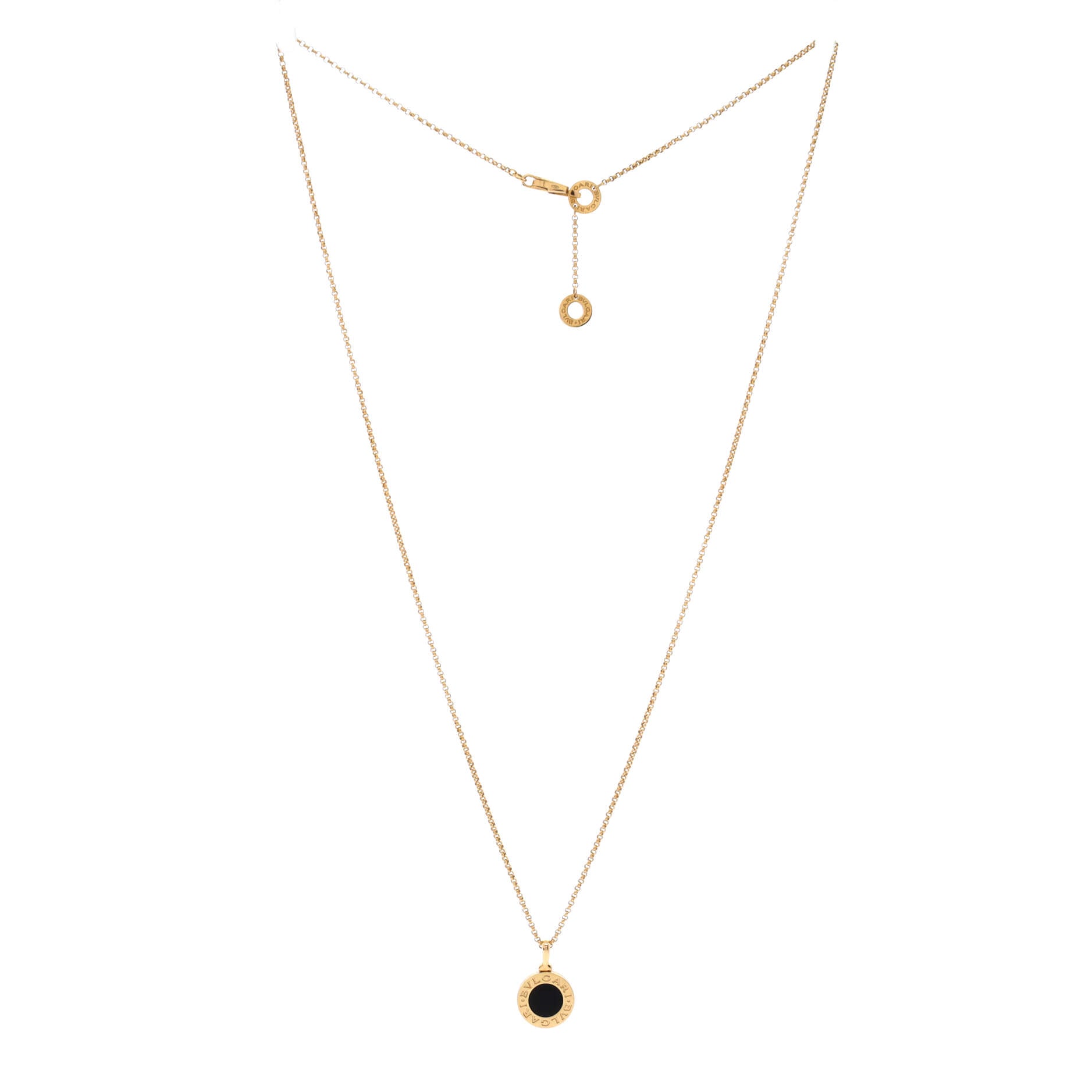 Bvlgari Bvlgari Pendant Necklace 18K Yellow Gold with Onyx