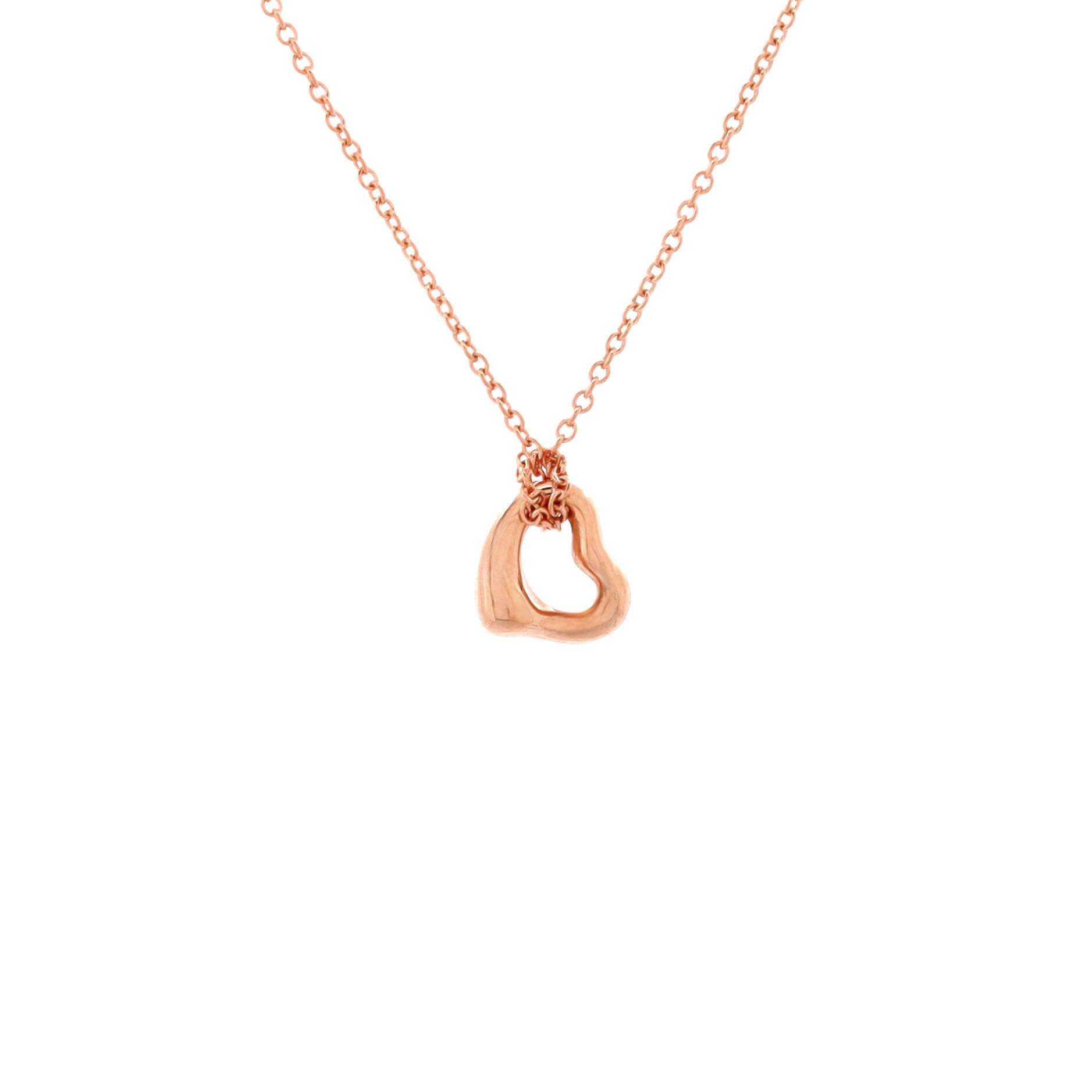 Elsa Peretti Open Heart Pendant Necklace 18K Rose Gold 7mm
