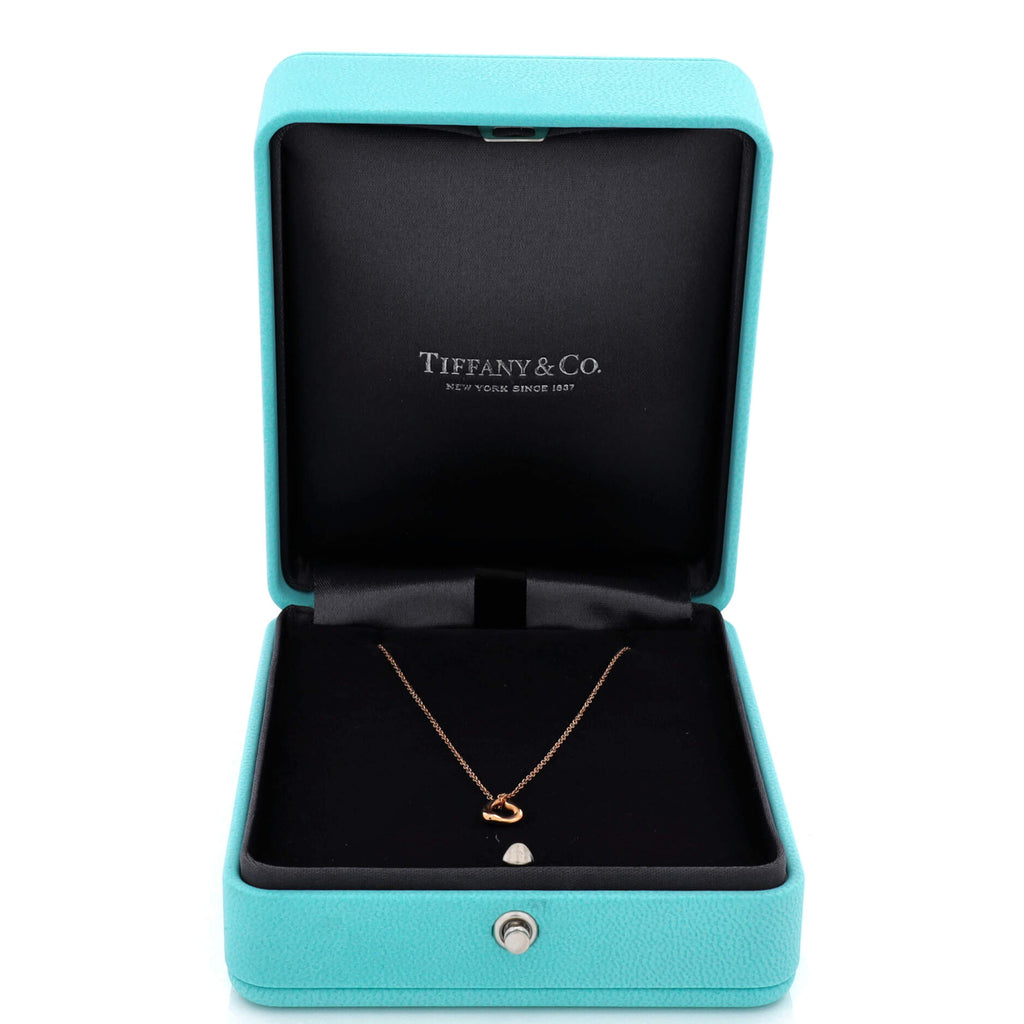 Elsa Peretti Open Heart Pendant Necklace 18K Rose Gold 7mm