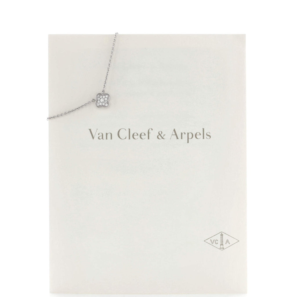 Pure Alhambra Pendant Necklace 18K White Gold with Diamonds