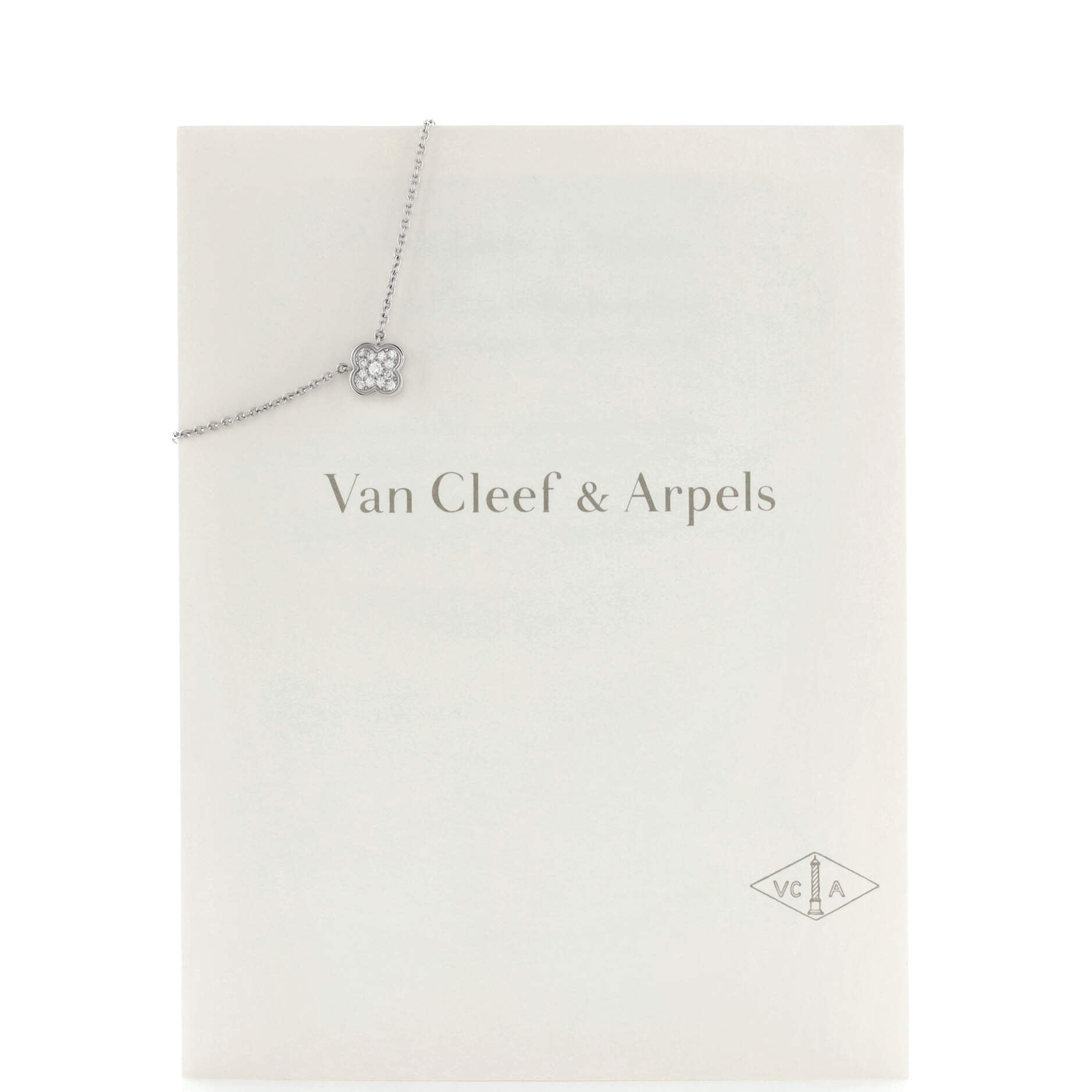 Pure Alhambra Pendant Necklace 18K White Gold with Diamonds
