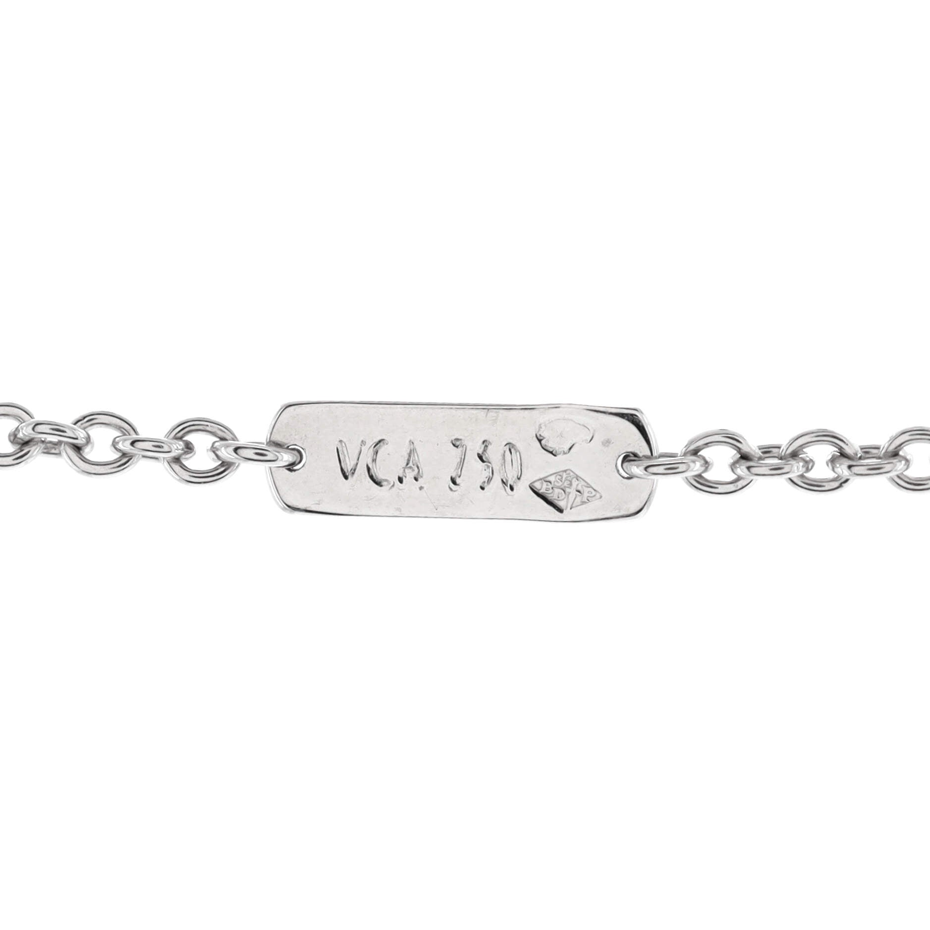 Pure Alhambra Pendant Necklace 18K White Gold with Diamonds