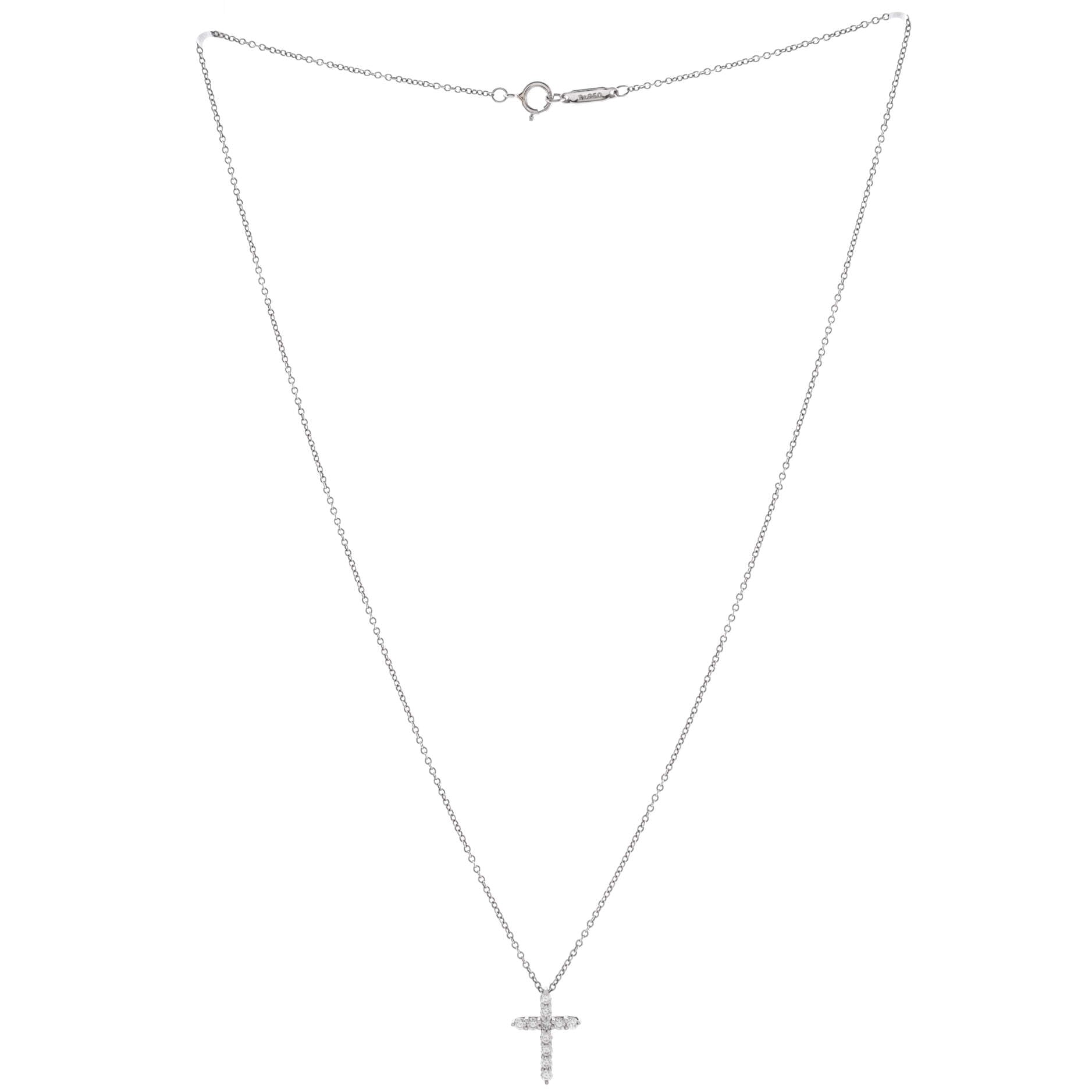 Cross Pendant Necklace Platinum and Diamonds Small
