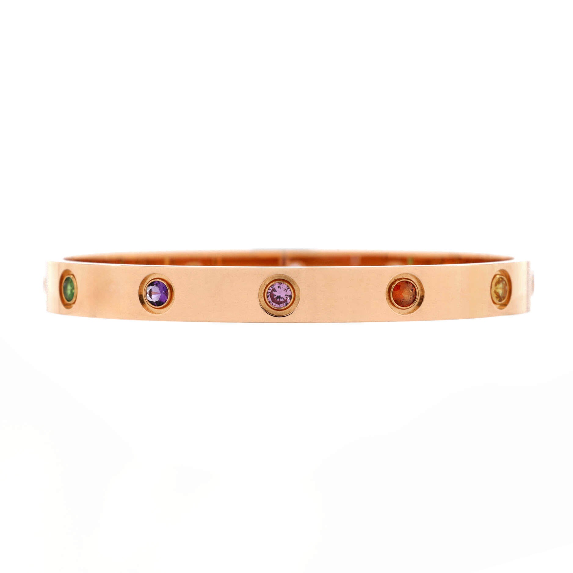 Love 10 Stone Bracelet 18K Rose Gold with Garnet, Amethyst and Sapphire