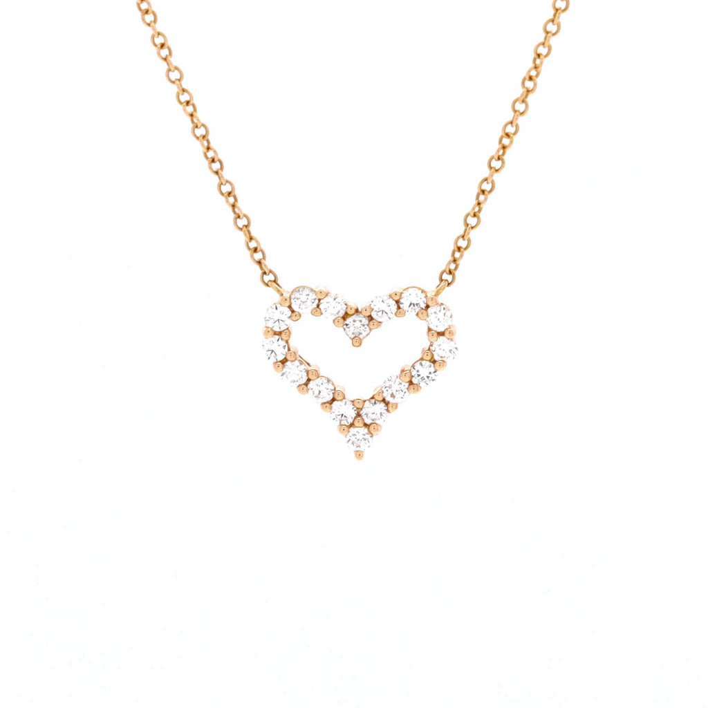 Heart Pendant Necklace 18K Yellow Gold with Diamonds Small