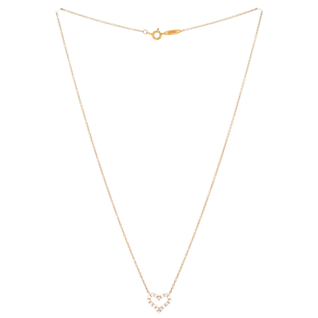 Heart Pendant Necklace 18K Yellow Gold with Diamonds Small