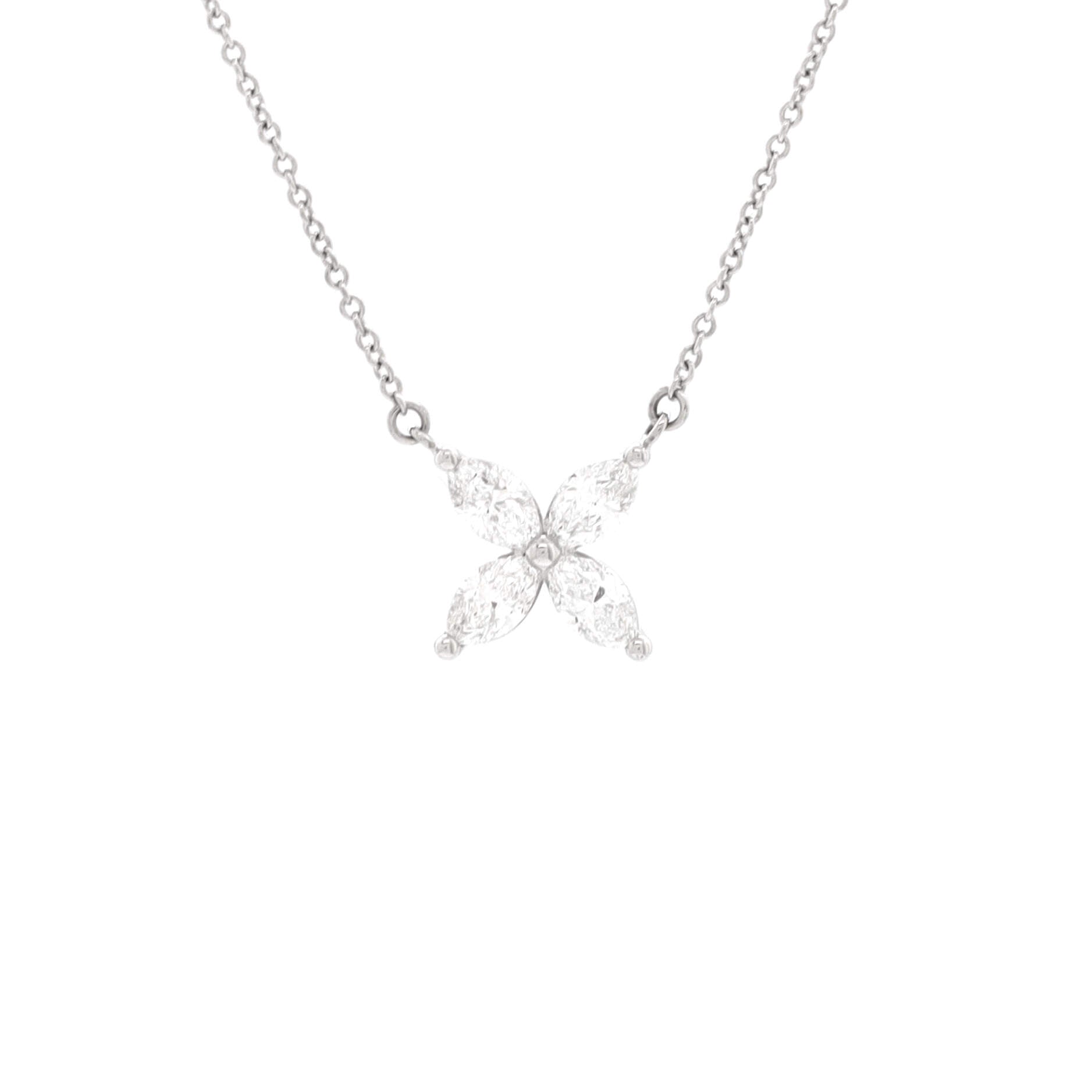 Victoria Pendant Necklace Platinum with Diamonds Large