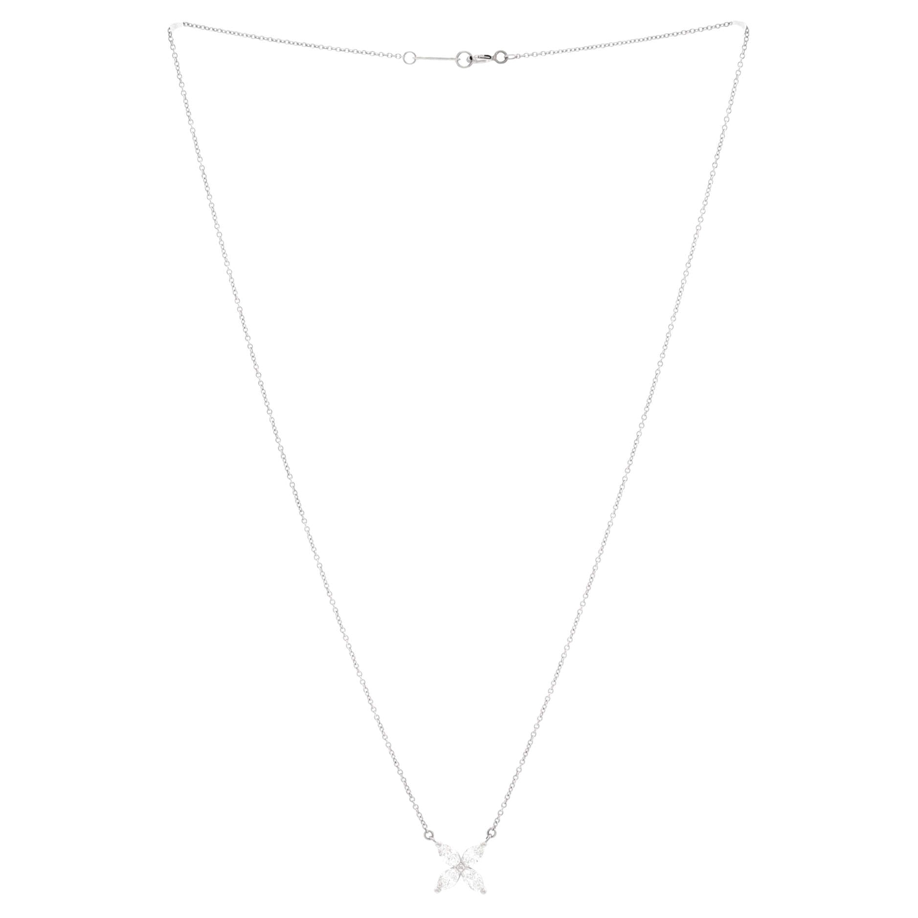 Victoria Pendant Necklace Platinum with Diamonds Large