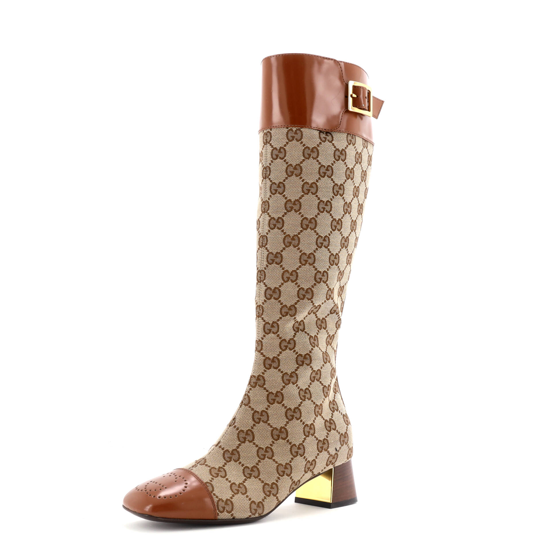 Women's Ellis Knee High Boots GG Canvas with Leather