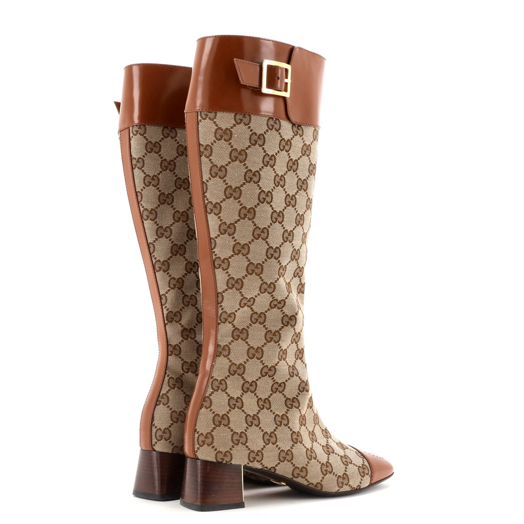 Women's Ellis Knee High Boots GG Canvas with Leather