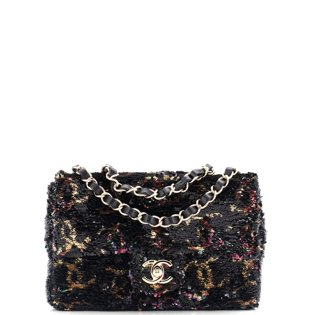 Chain Flap Bag CC Multicolor Reversible Sequins Mini
