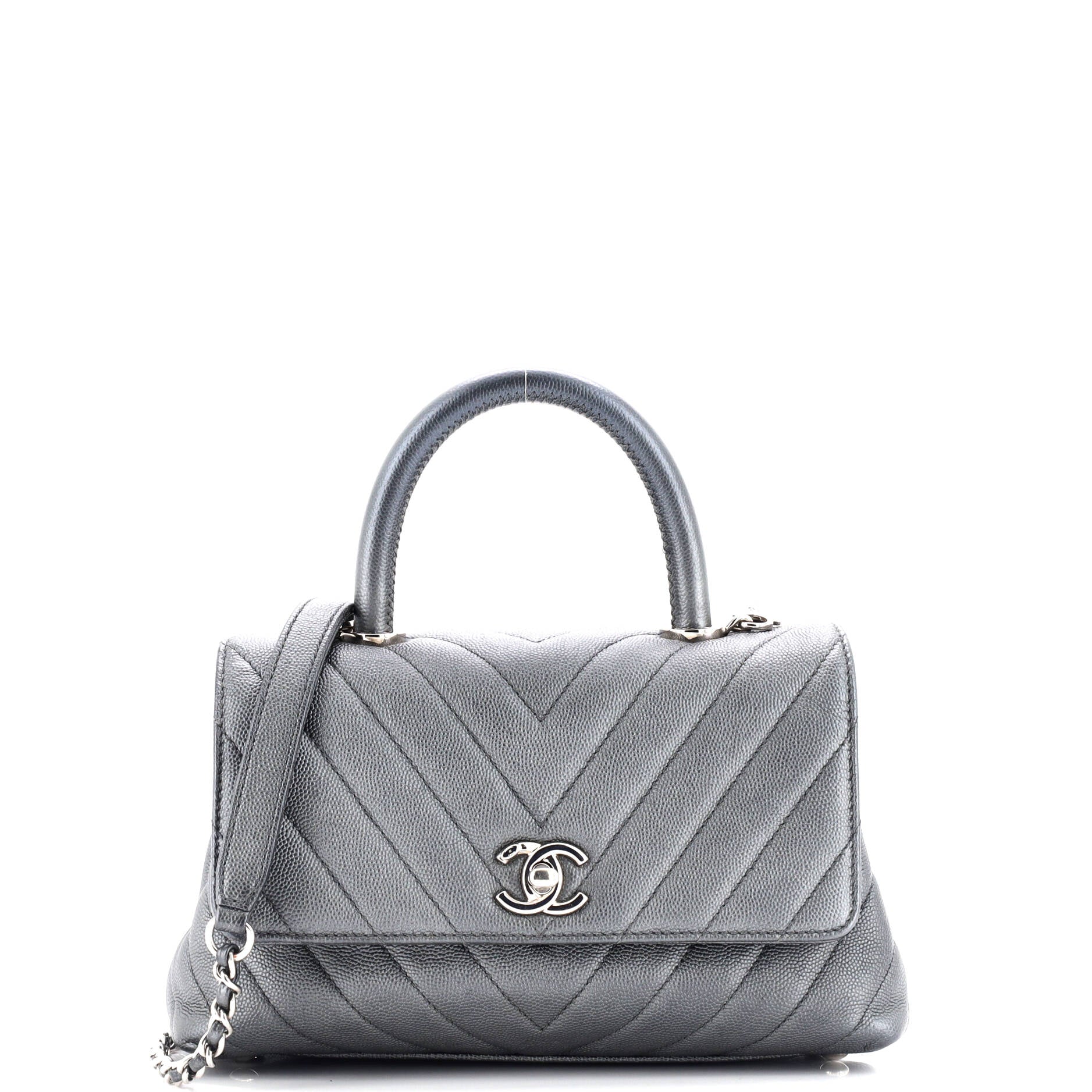 Coco Top Handle Bag Chevron Caviar Mini