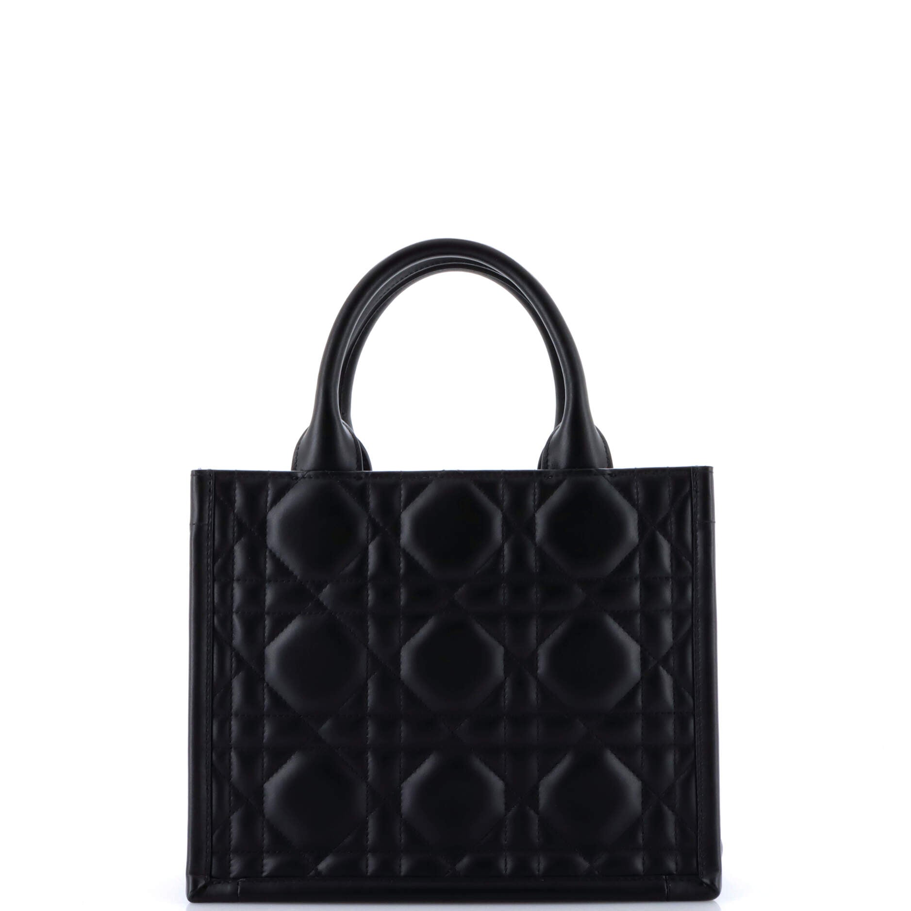 Book Tote with Strap Cannage Quilt Lambskin Small