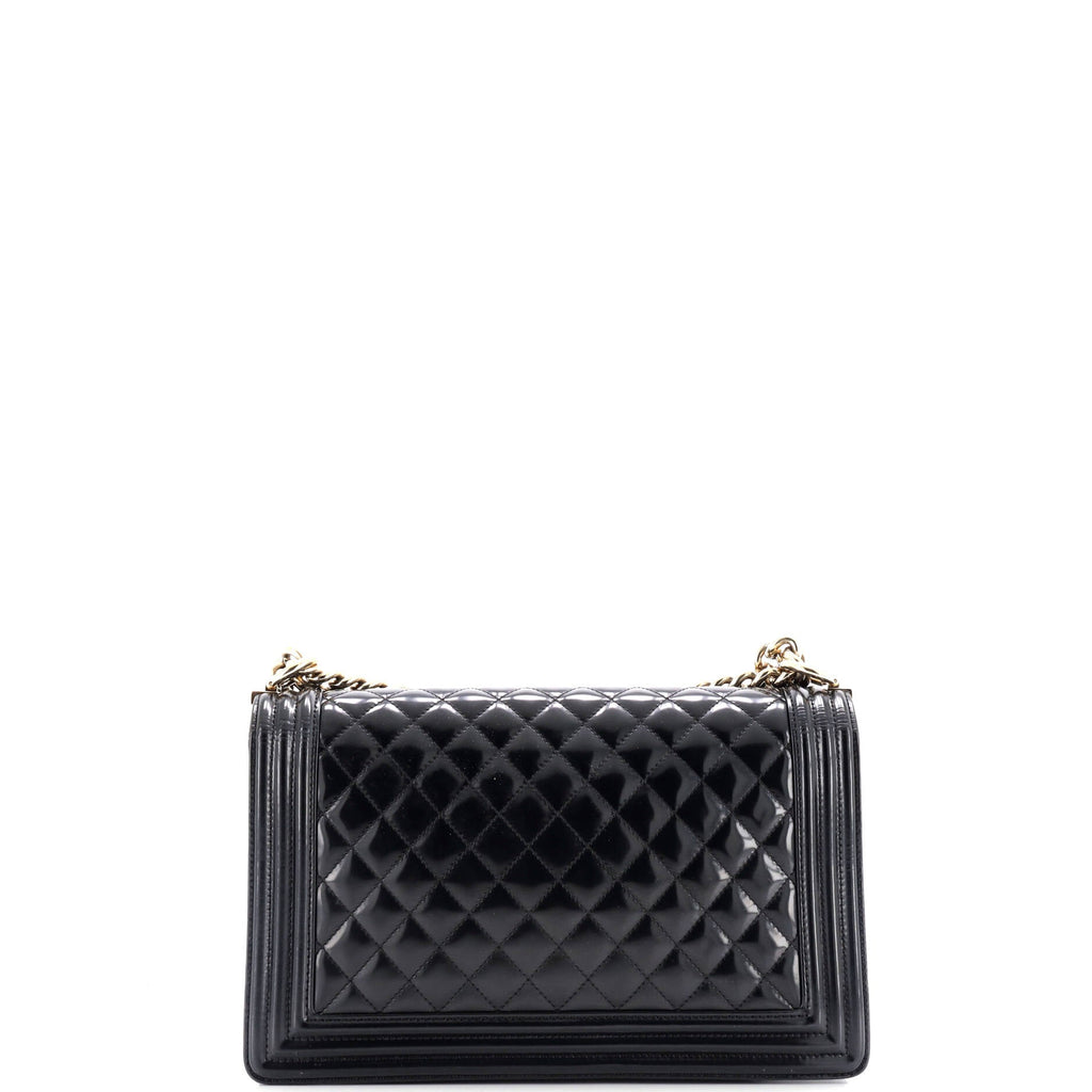 Boy Flap Bag Quilted Patent New Medium