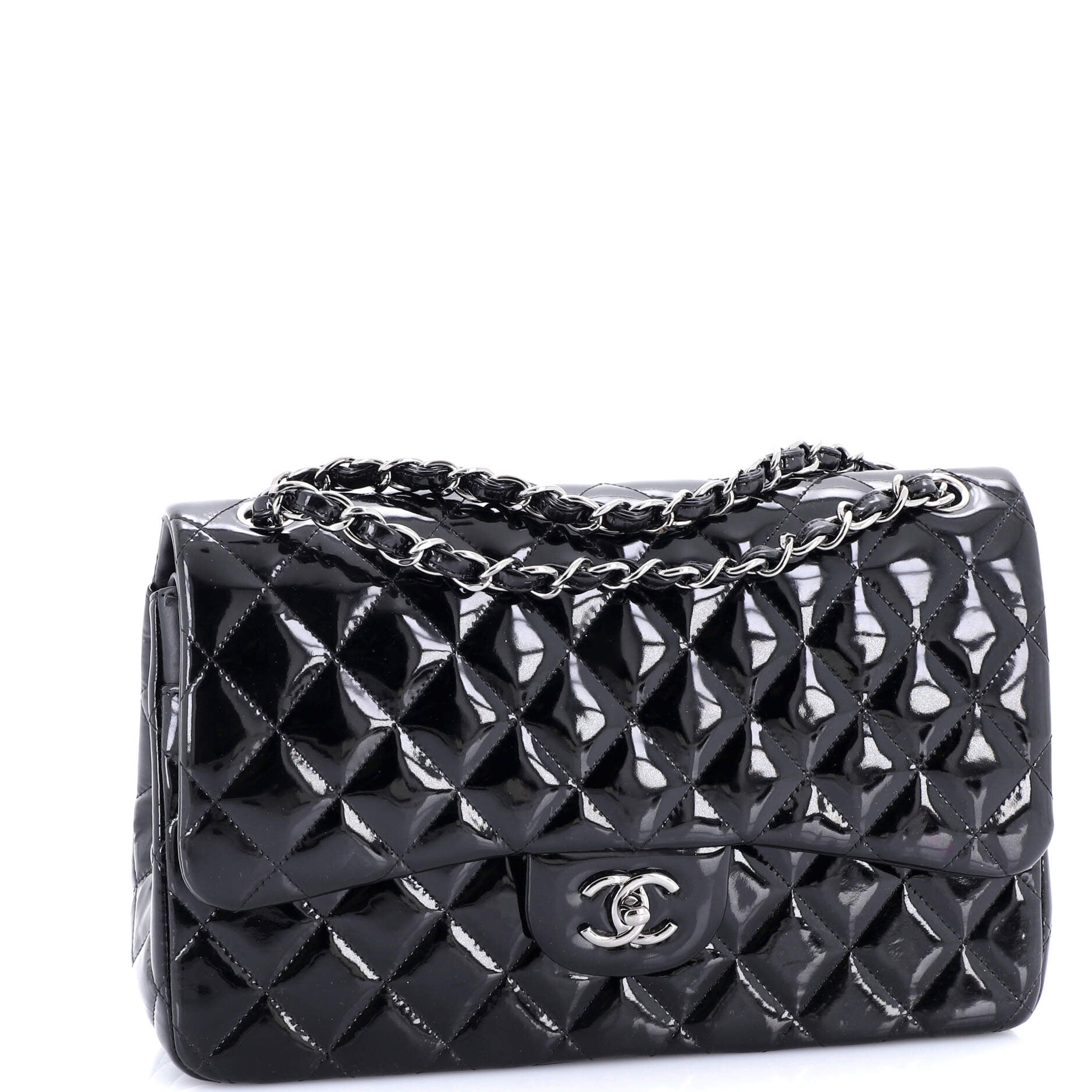 Classic Double Flap Bag Quilted Patent Jumbo