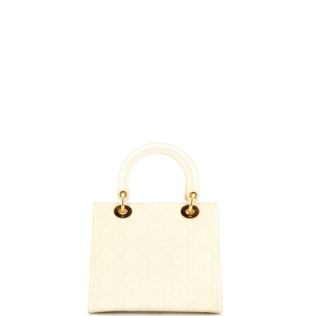 Vintage Lady Dior Bag Cannage Quilt Glazed Calfskin Medium
