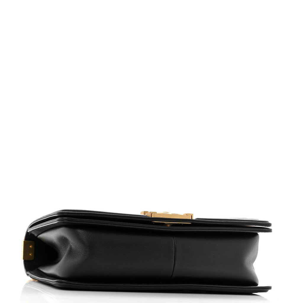 Calfskin Medium Boy Logo Top Handle Flap Black