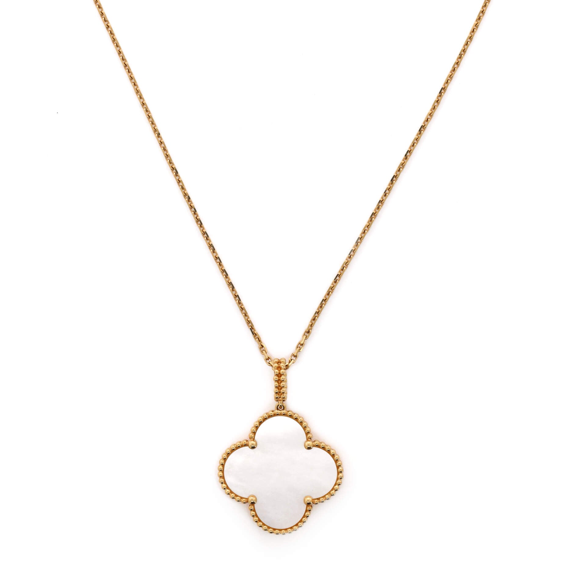 Magic Alhambra Long Necklace 18K Yellow Gold and Mother of Pearl