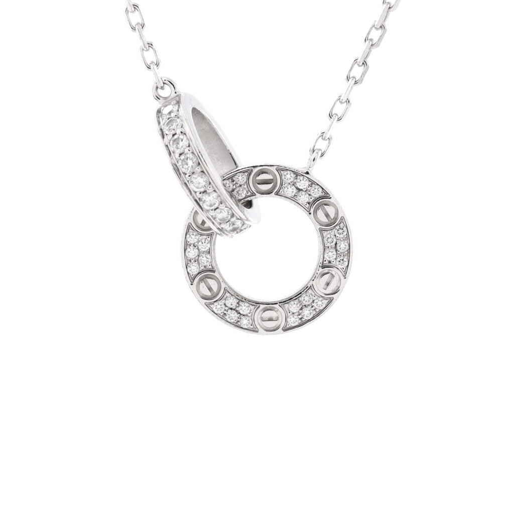 Love Interlocking Pave Necklace 18K White Gold and Diamonds
