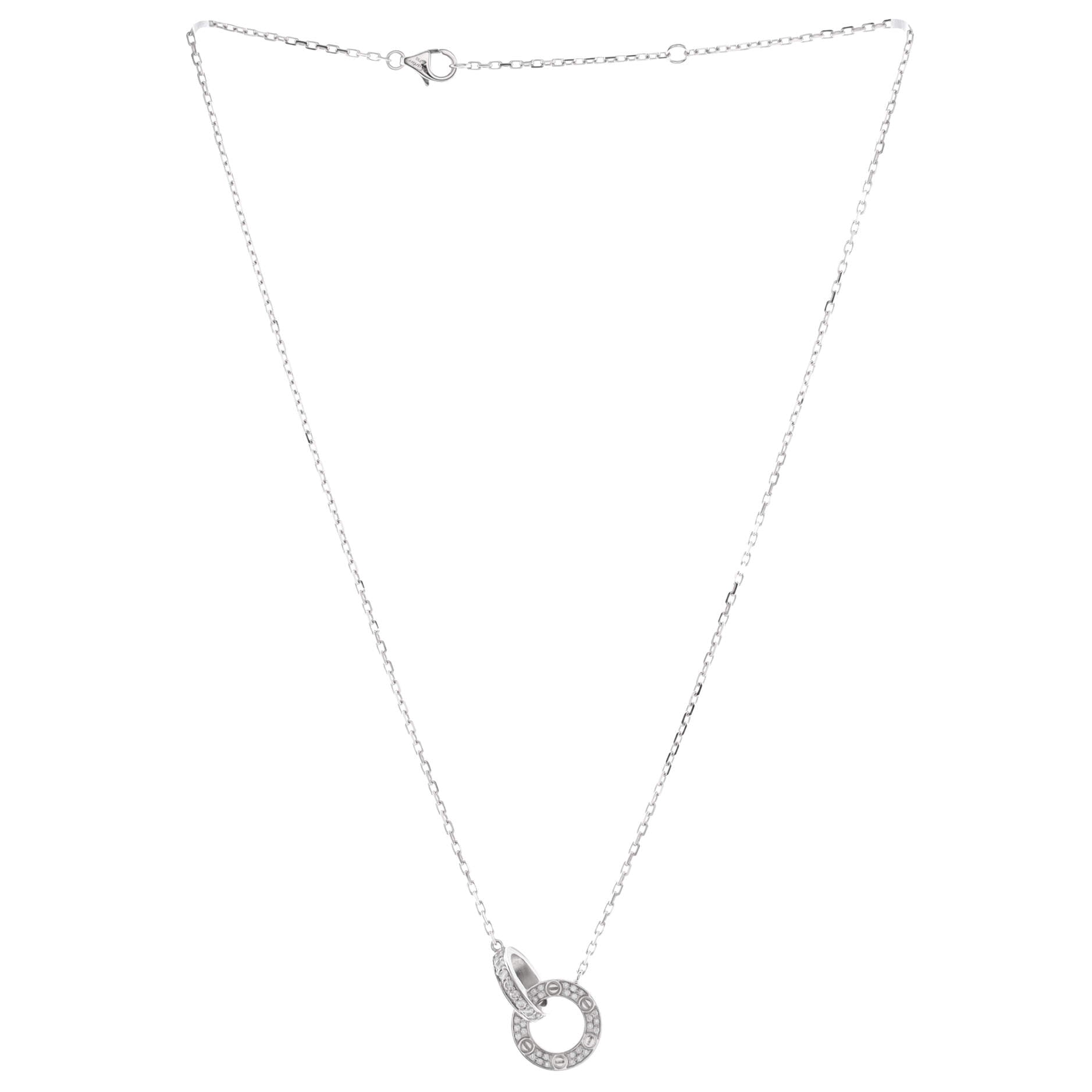 Love Interlocking Pave Necklace 18K White Gold and Diamonds