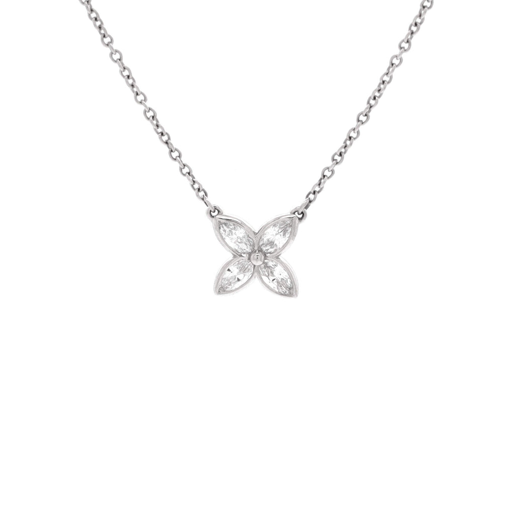 Bezel Set Victoria Pendant Necklace Platinum and Diamonds Small