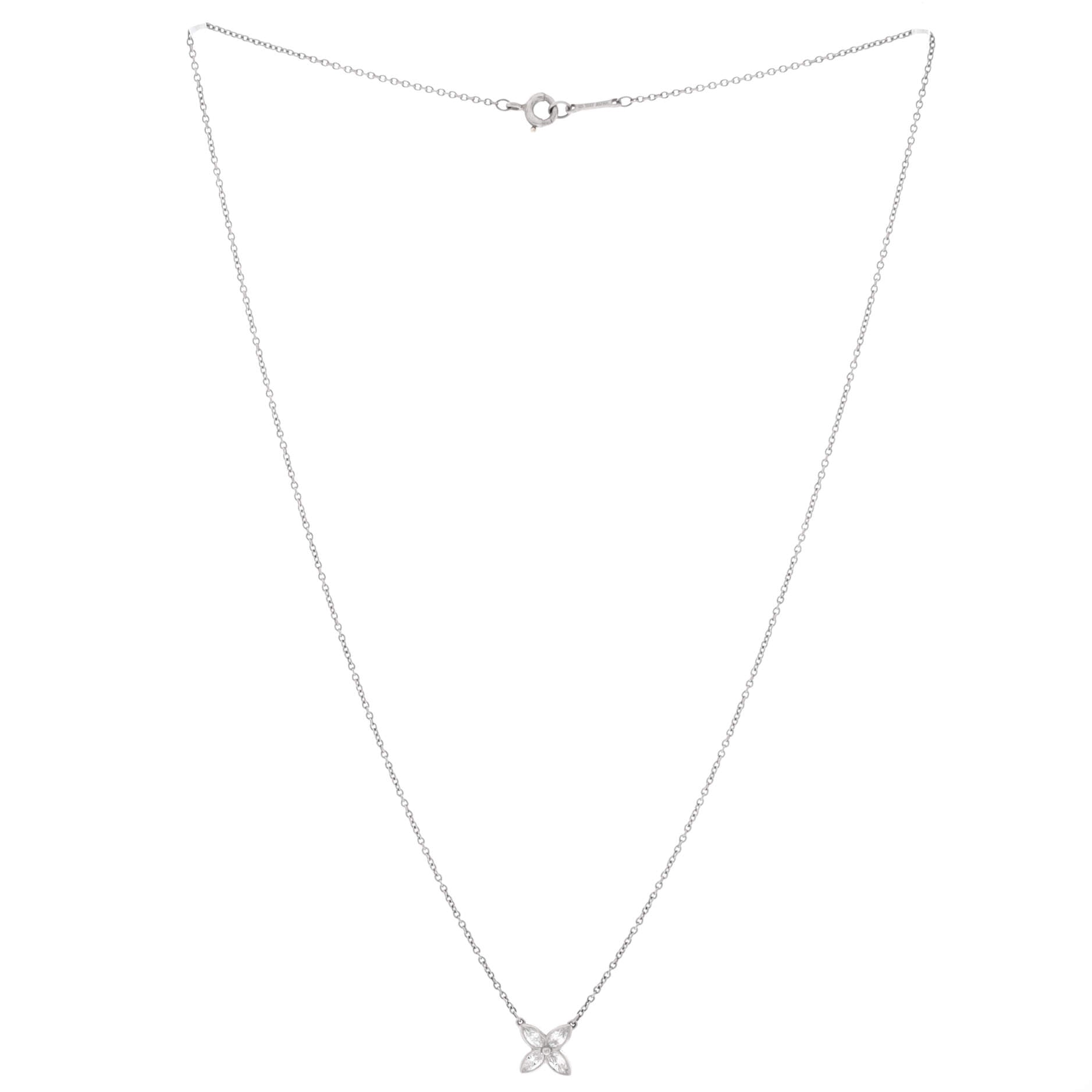 Bezel Set Victoria Pendant Necklace Platinum and Diamonds Small