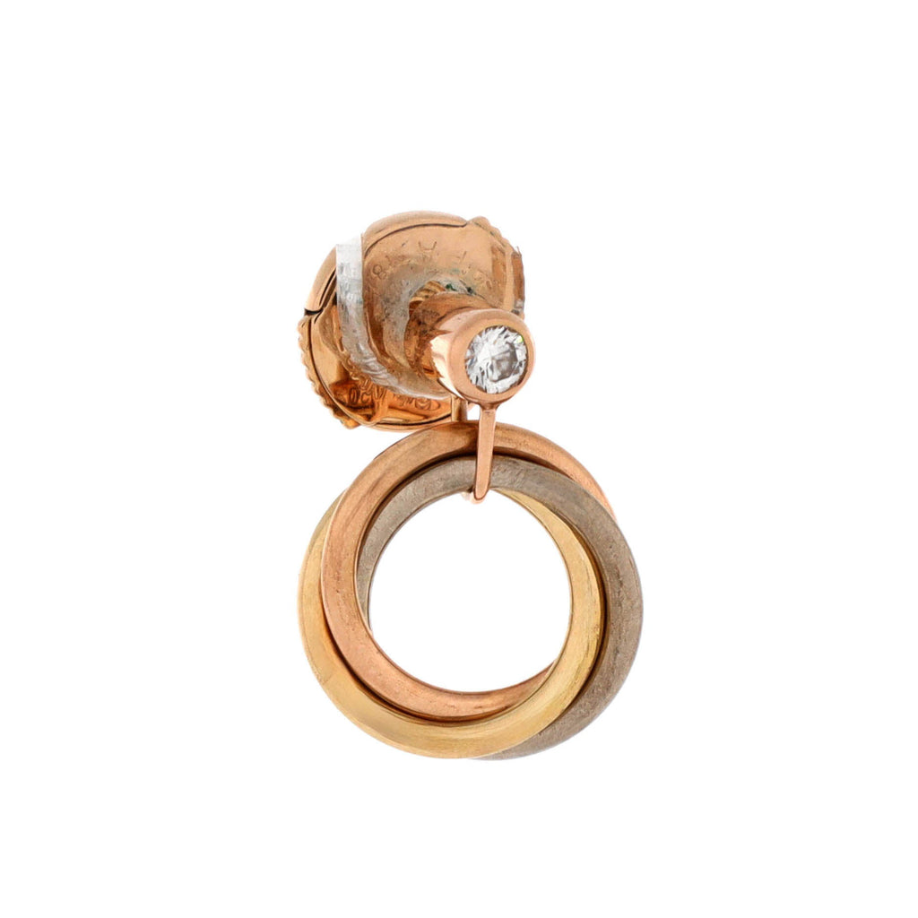 Trinity Dangle Earrings 18K Tricolor Gold with Diamond