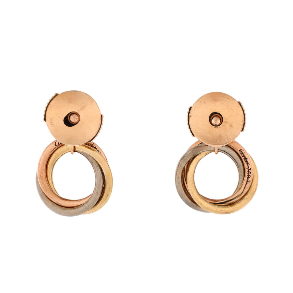 Trinity Dangle Earrings 18K Tricolor Gold with Diamond