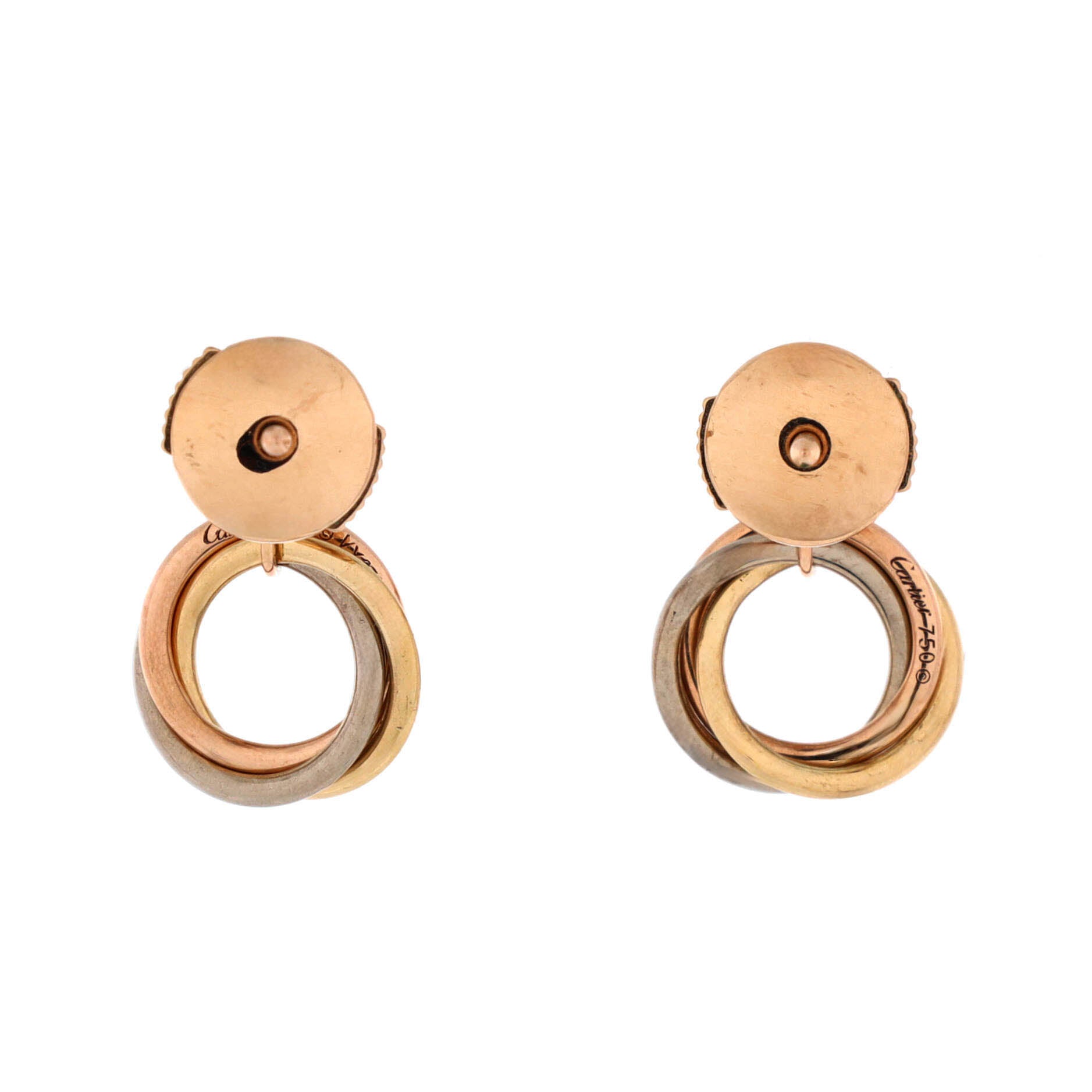 Trinity Dangle Earrings 18K Tricolor Gold with Diamond
